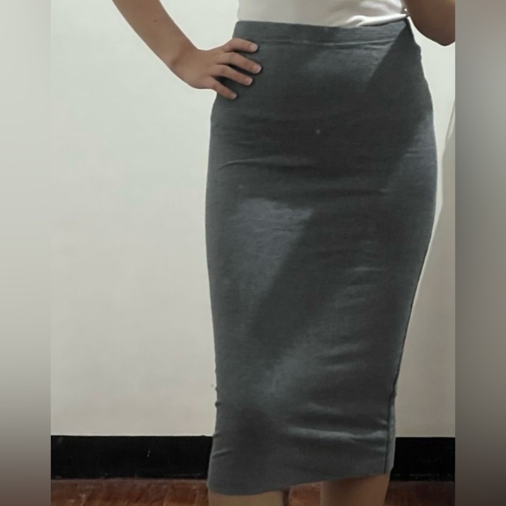Express Gray Midi Pencil Skirt, Size Small